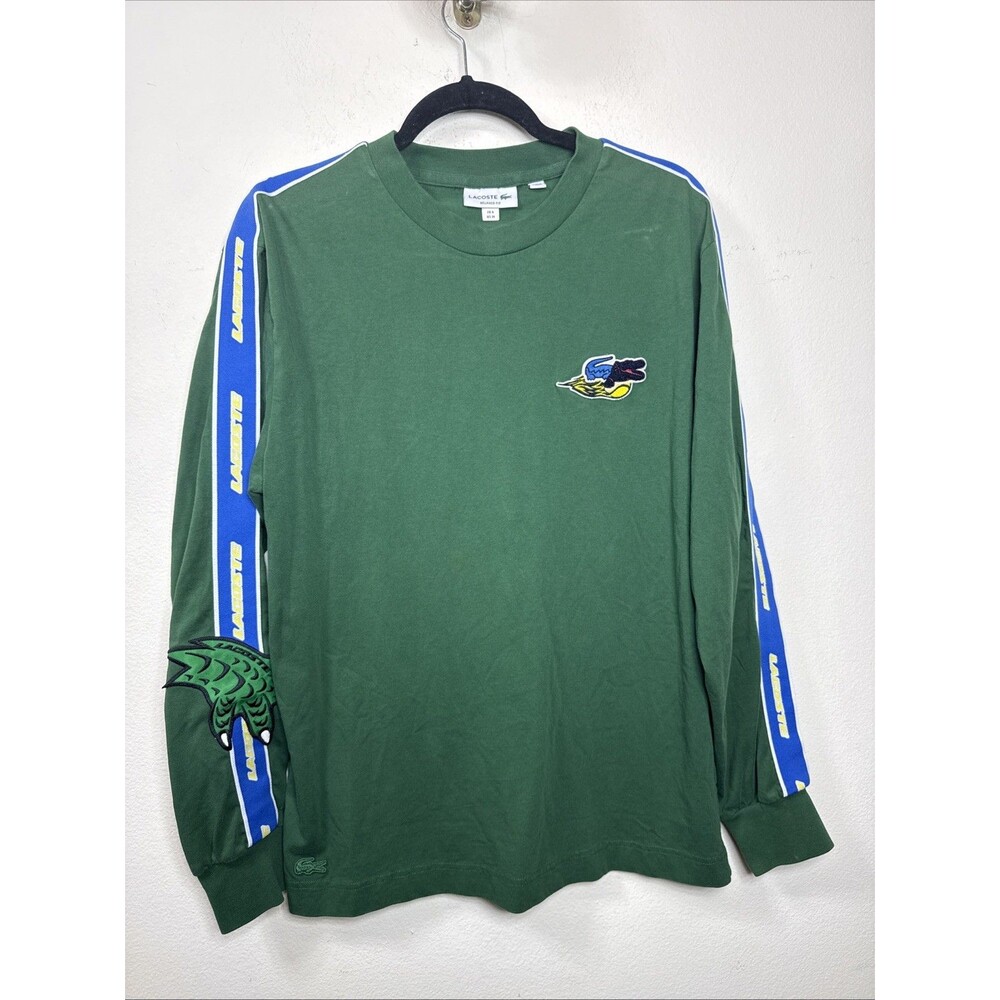(P)Lacoste men's long-sleeved pullover with crocodile claw logo band, size M